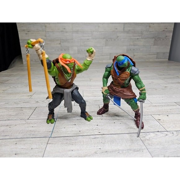 TMNT Combat Warrior Leonardo & Michaelangelo, Set of 2 Action Figures - Picture 1 of 8